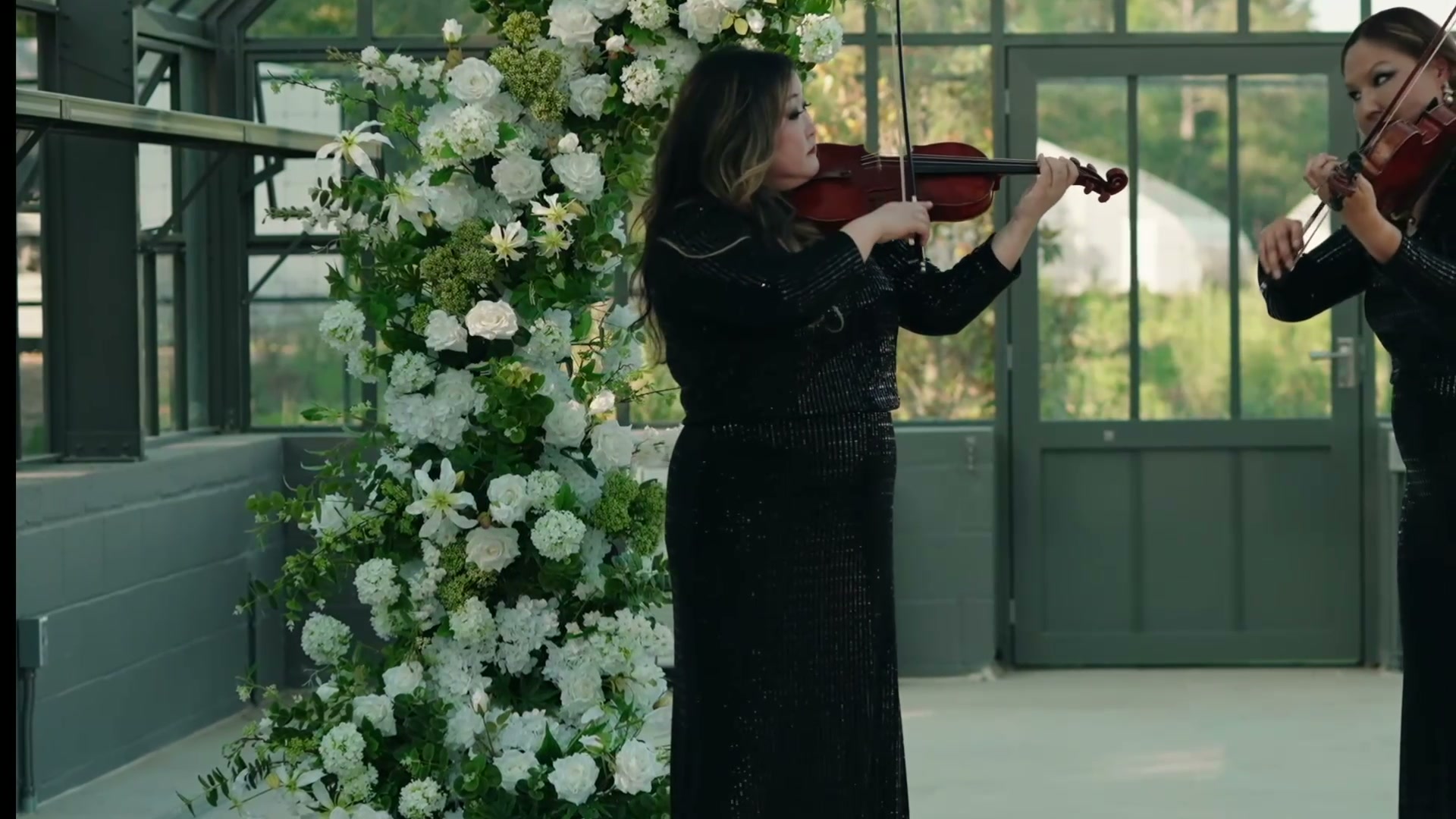 A close-up live violin performance